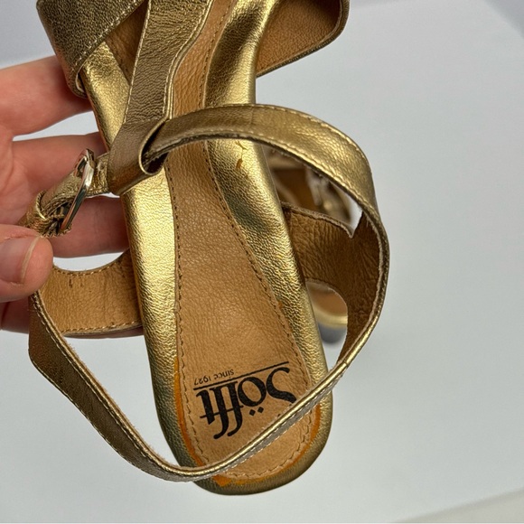 Sofft Leather Gold Metallic Comfort High Heels M Slingback Sandals 8M Dress Shoe - Picture 6 of 13